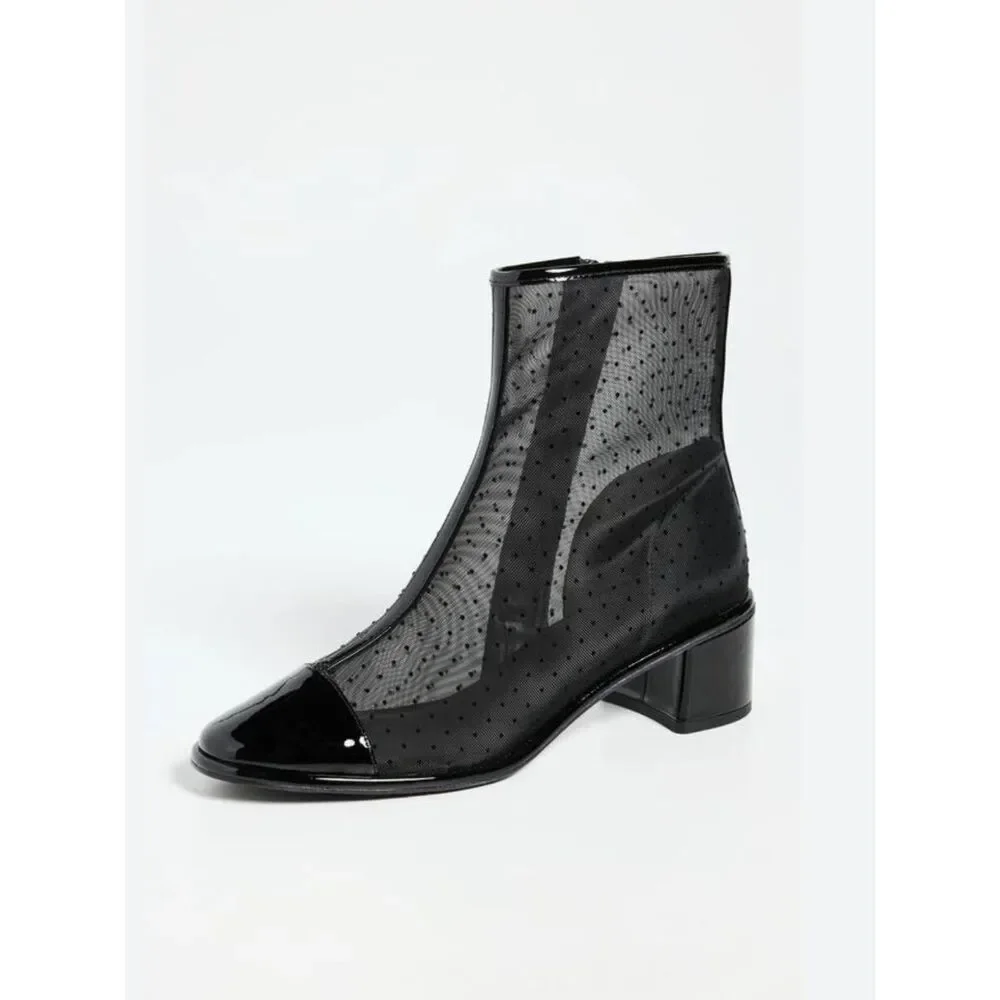 Tory Burch Polka-Dot Mesh Cap-Toe Ankle Booties, Black, Size 8, NWT no box.